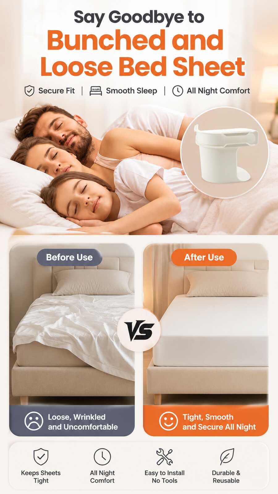 [BUY 1GET 1FREE] Heavy Duty BedSheet Clips & Invisible MattressCorner Fasteners