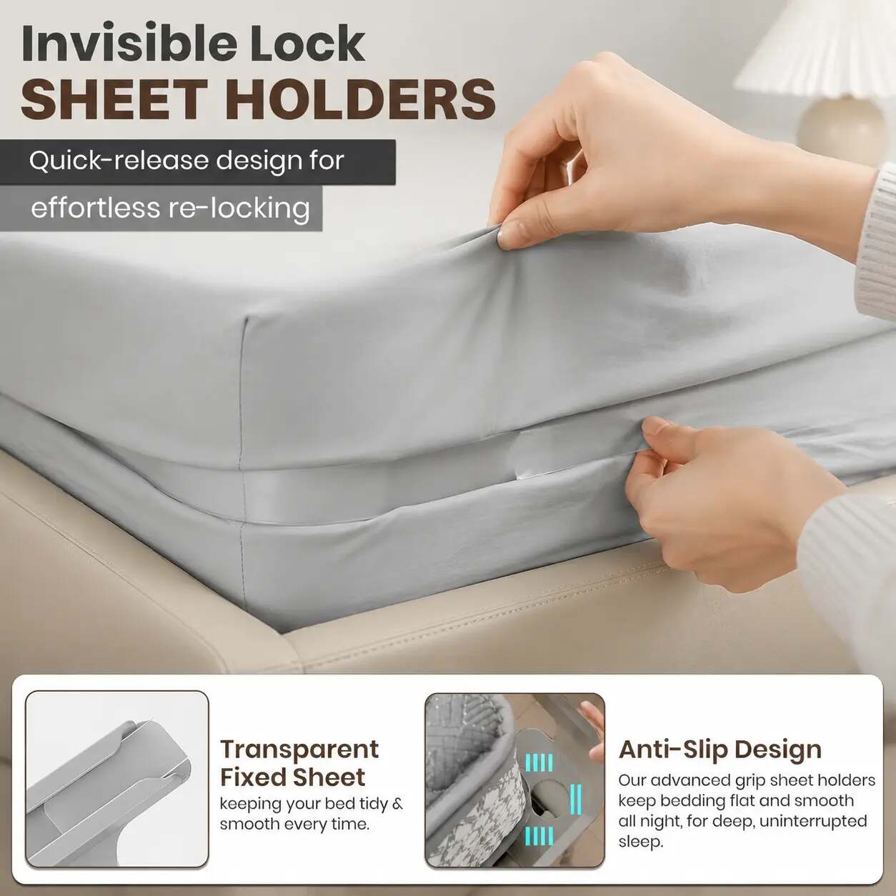 [BUY 1GET 1FREE] Heavy Duty BedSheet Clips & Invisible MattressCorner Fasteners
