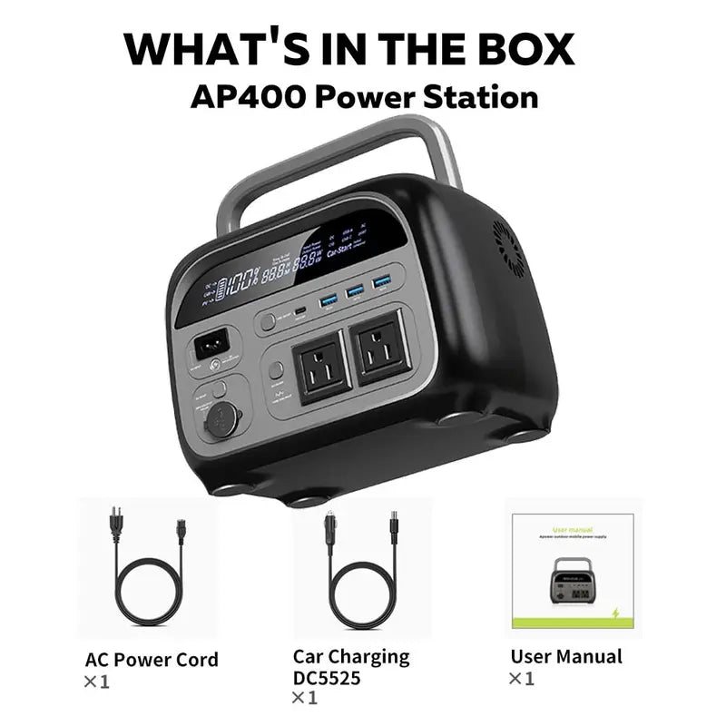 500W 345Wh Camping Power Station Powerbank Emergency Supply Backup LiFePO4 Battery Portable Solar Generator Energy Travel RVs Emergencies Gas Alternative Charging Rechargeable [Power Outage Survival]