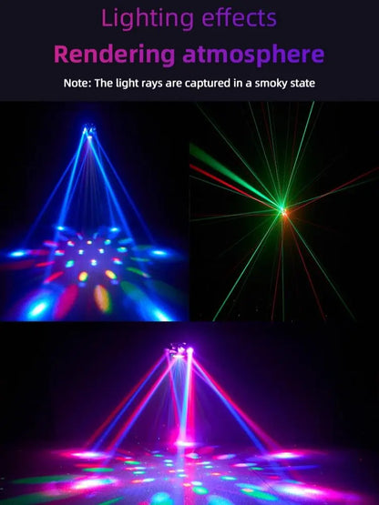 120W 6-Arm RGB Moving Head DJ Light, Spider Effects with LED Ring & Starry Sky – Perfect for Stage, Weddings, Clubs, Christmas, Halloween & New Year Parties