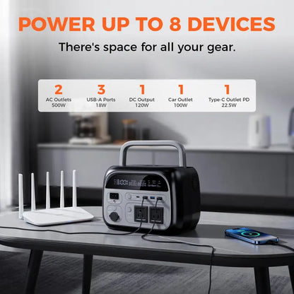 500W 345Wh Camping Power Station Powerbank Emergency Supply Backup LiFePO4 Battery Portable Solar Generator Energy Travel RVs Emergencies Gas Alternative Charging Rechargeable [Power Outage Survival]