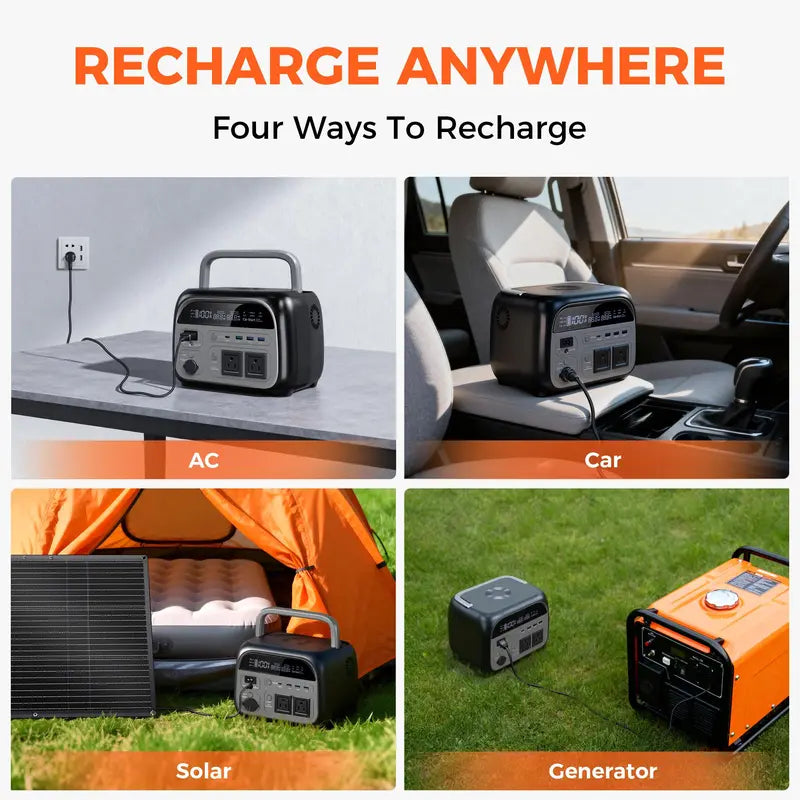 500W 345Wh Camping Power Station Powerbank Emergency Supply Backup LiFePO4 Battery Portable Solar Generator Energy Travel RVs Emergencies Gas Alternative Charging Rechargeable [Power Outage Survival]