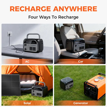 500W 345Wh Camping Power Station Powerbank Emergency Supply Backup LiFePO4 Battery Portable Solar Generator Energy Travel RVs Emergencies Gas Alternative Charging Rechargeable [Power Outage Survival]