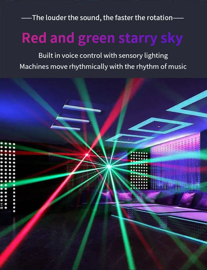 120W 6-Arm RGB Moving Head DJ Light, Spider Effects with LED Ring & Starry Sky – Perfect for Stage, Weddings, Clubs, Christmas, Halloween & New Year Parties